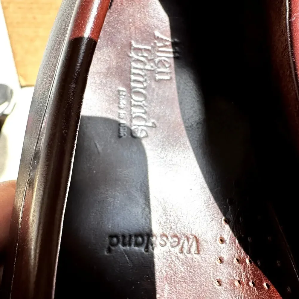 Allen Edmonds Randolph Penny Loafers Stacked Heel Leather Cordovan Burgundy 7.5D - Picture 6 of 9